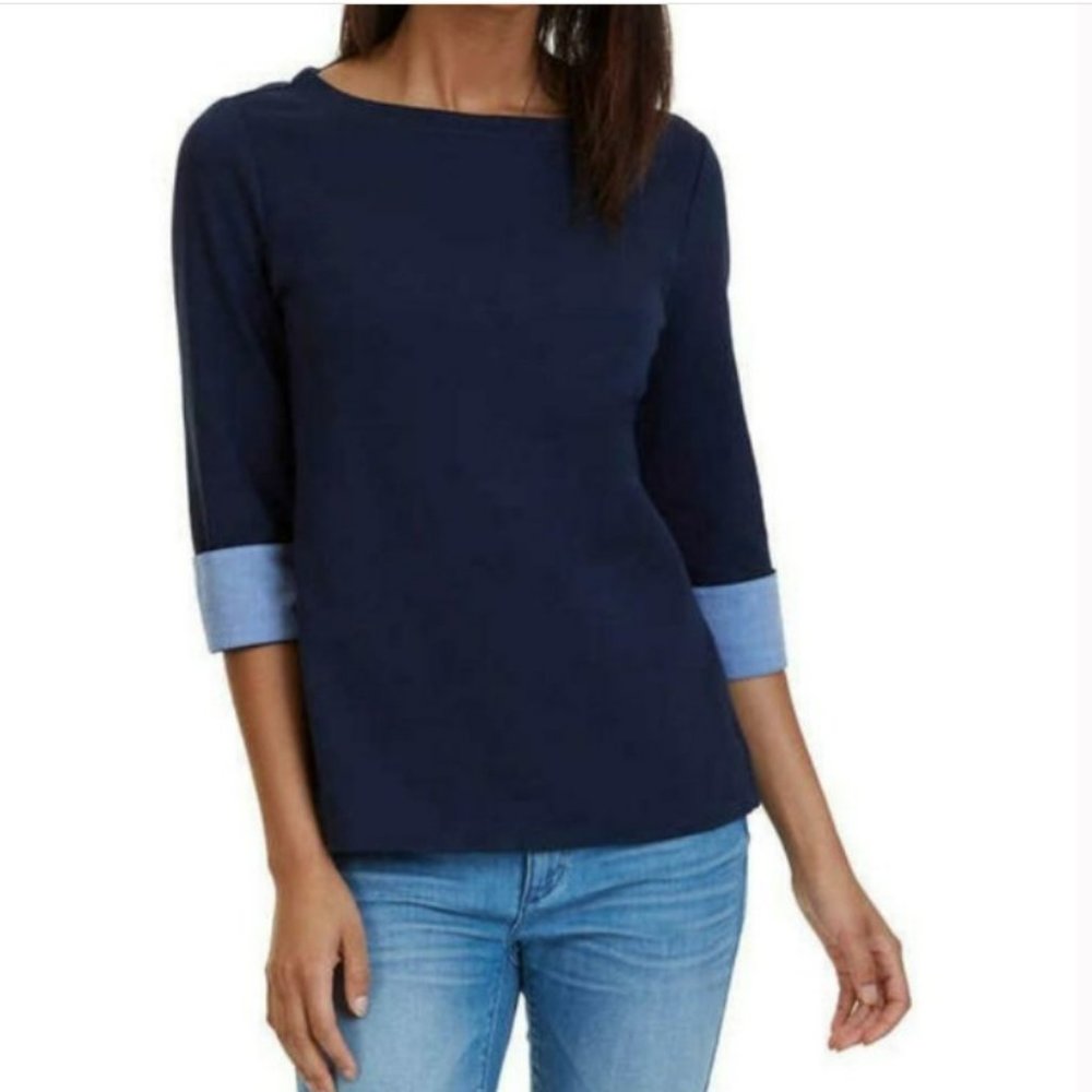 Nautica Boat Neck 3/4 sleeve top/tunic